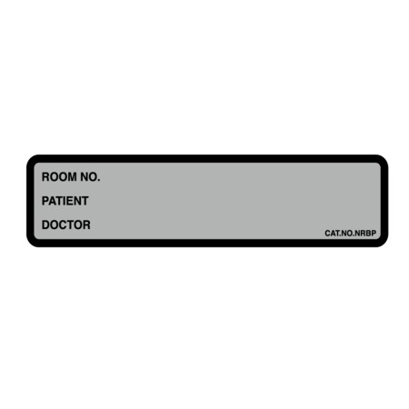 Nevs Printed Chart Label-Room No , name, Doctor 1-3/8x5-3/8 Gray w/Black NRBP-GRAY